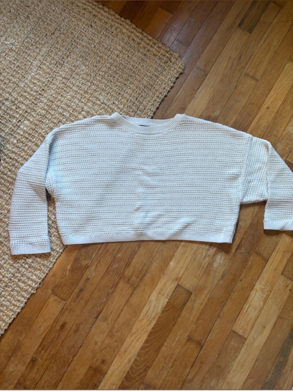 GAP Cream Cropped Crew Neck Knit Sweater